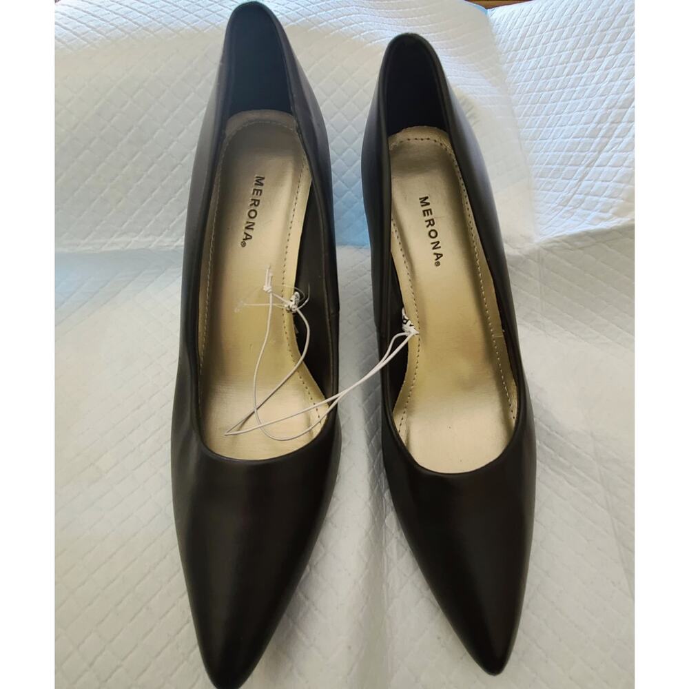 Women's Merona High Heel Shoes Black Leather Size 8